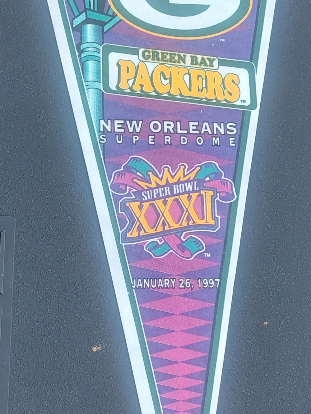 NFL Green Bay Packers Purple and Gold Super Bowl XXXI Pennant